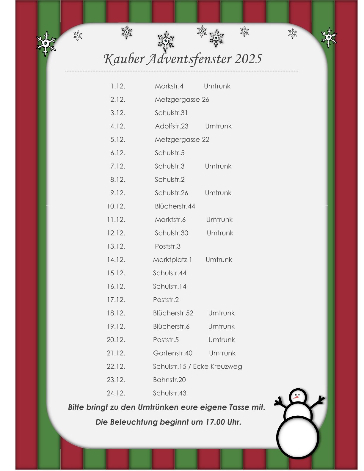 Kauber Adventsfenster 2025 | © Stadt Kaub Kauber Adventsfenster 2025 | © Stadt Kaub