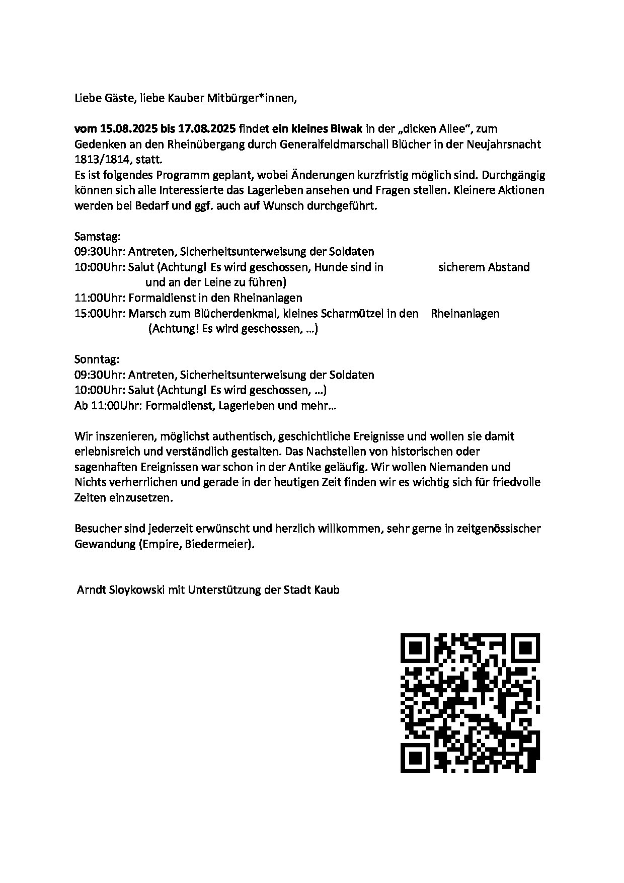 Biwak zum Gedenken an den Rheinübergang durch Generalfeldmarschall Blücher | © Arndt Sloykowski mit Unterstützung der Stadt Kaub