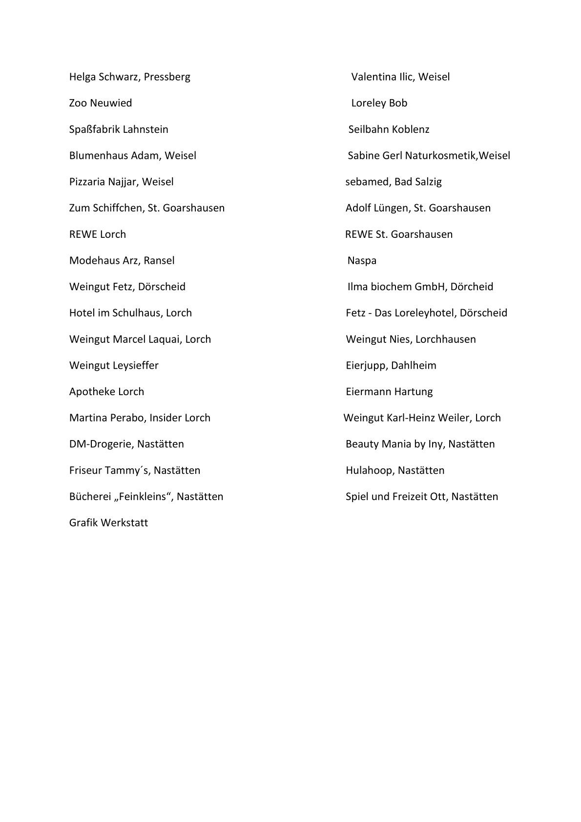 Sponsoren Tombola Nikolausmarkt 2025_Teil 2 | © Stadt Kaub