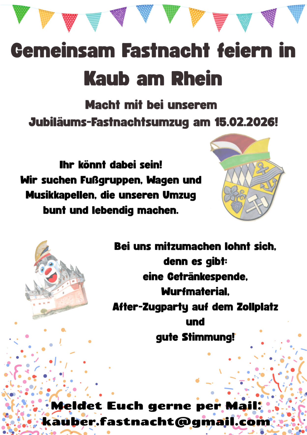 Werbeflyer Fastnachtsumzug Kaub 2025 | © Stadt Kaub