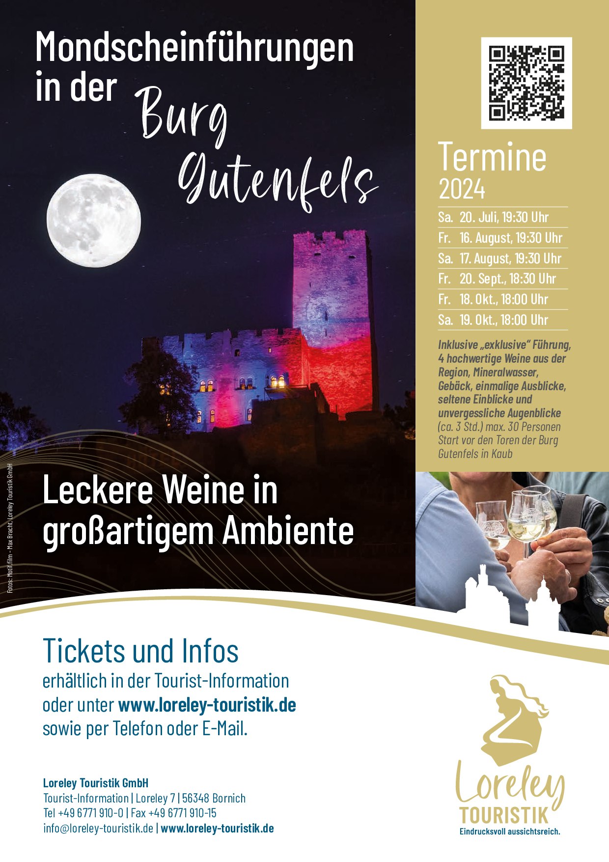 Mondscheinführungen in der Burg Gutenfels